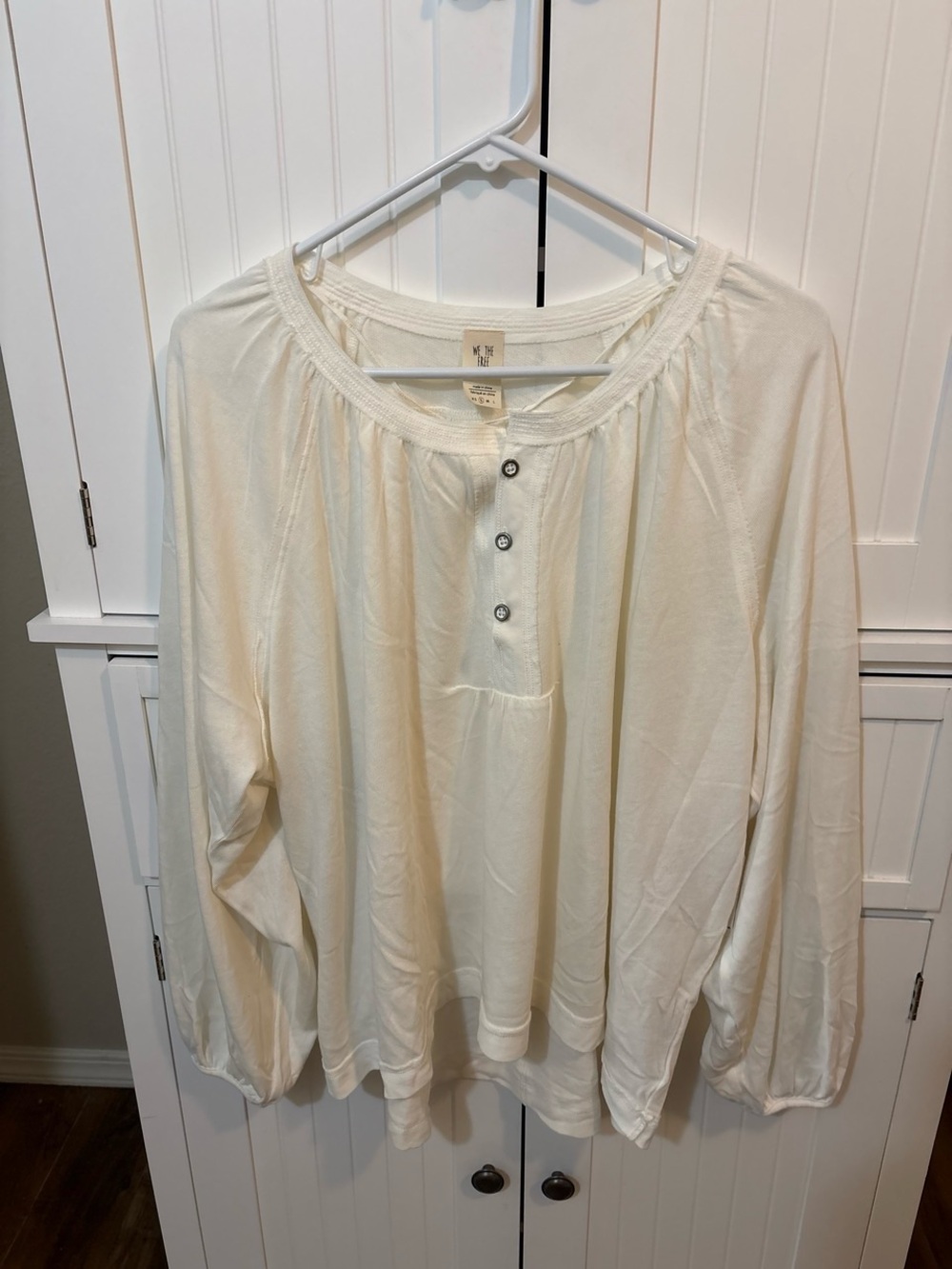 NWT Free People We The Free Oversized White Henley Top Size S Cottagecore Boho